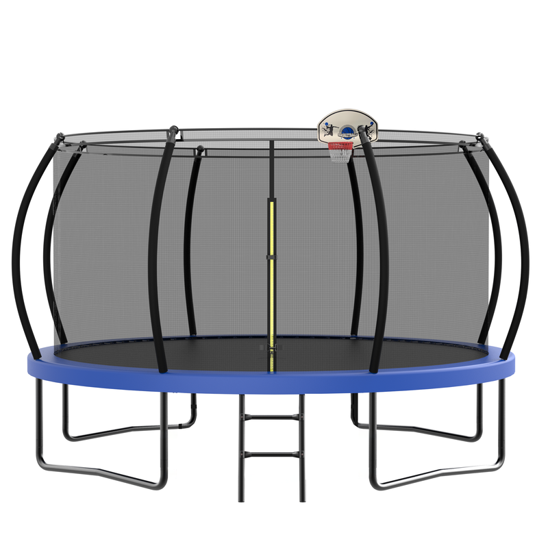 12FT Recreational Trampoline with Enclosure for Kids Adults, ASTM Approved, Outdoor Trampoline with Wind Stakes and Ladder for Kids Apex Series,12FOOT Trampoline