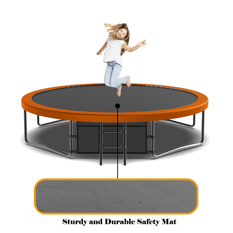 12FT Recreational Trampoline with Enclosure for Kids Adults, ASTM Approved, Outdoor Trampoline with Wind Stakes and Ladder for Kids Apex Series,12FOOT Trampoline