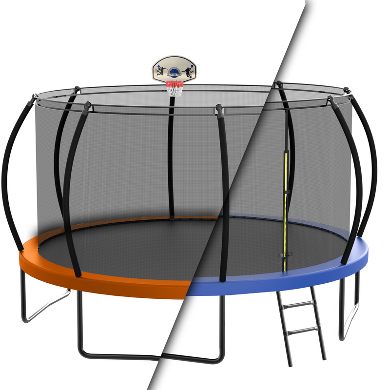 12FT Recreational Trampoline with Enclosure for Kids Adults, ASTM Approved, Outdoor Trampoline with Wind Stakes and Ladder for Kids Apex Series,12FOOT Trampoline