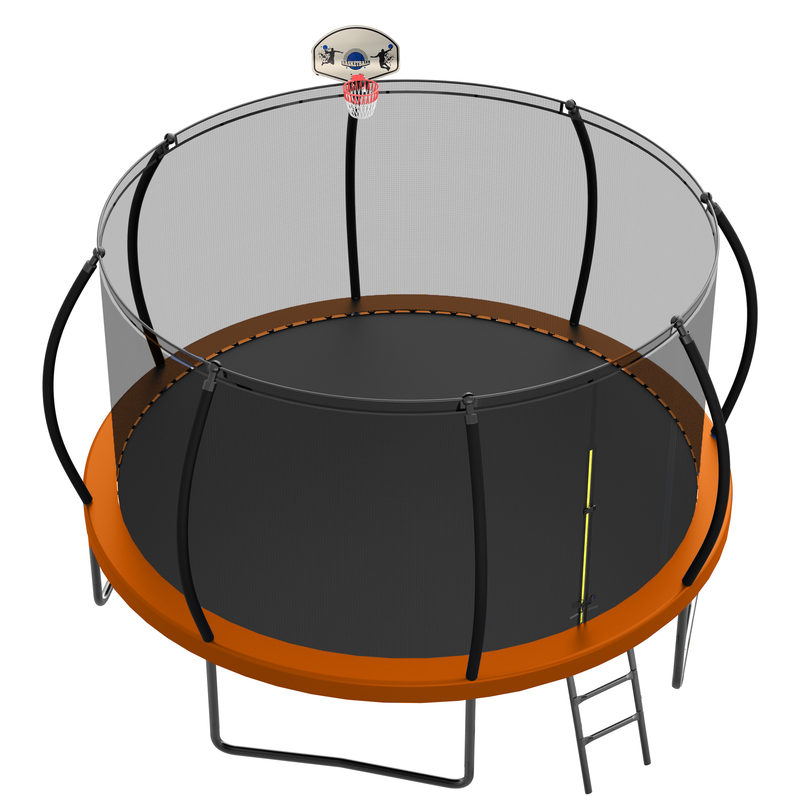 12FT Recreational Trampoline with Enclosure for Kids Adults, ASTM Approved, Outdoor Trampoline with Wind Stakes and Ladder for Kids Apex Series,12FOOT Trampoline