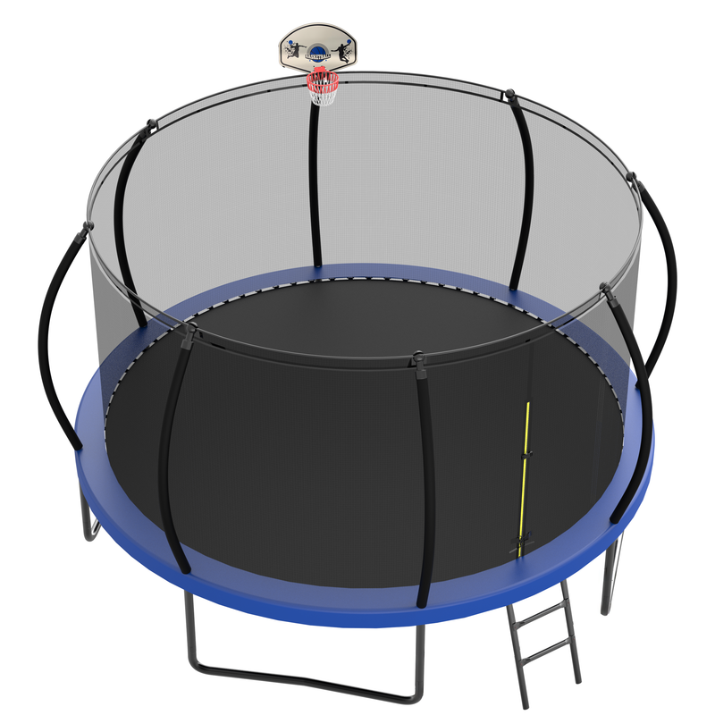 12FT Recreational Trampoline with Enclosure for Kids Adults, ASTM Approved, Outdoor Trampoline with Wind Stakes and Ladder for Kids Apex Series,12FOOT Trampoline