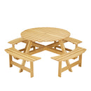 Outdoor 8 Person Picnic Table Set with Built-in Benches