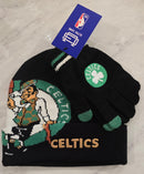 Boston Celtics Logo Winter Hat & Gloves Gift Set Black by Dynasty Sports & Framing