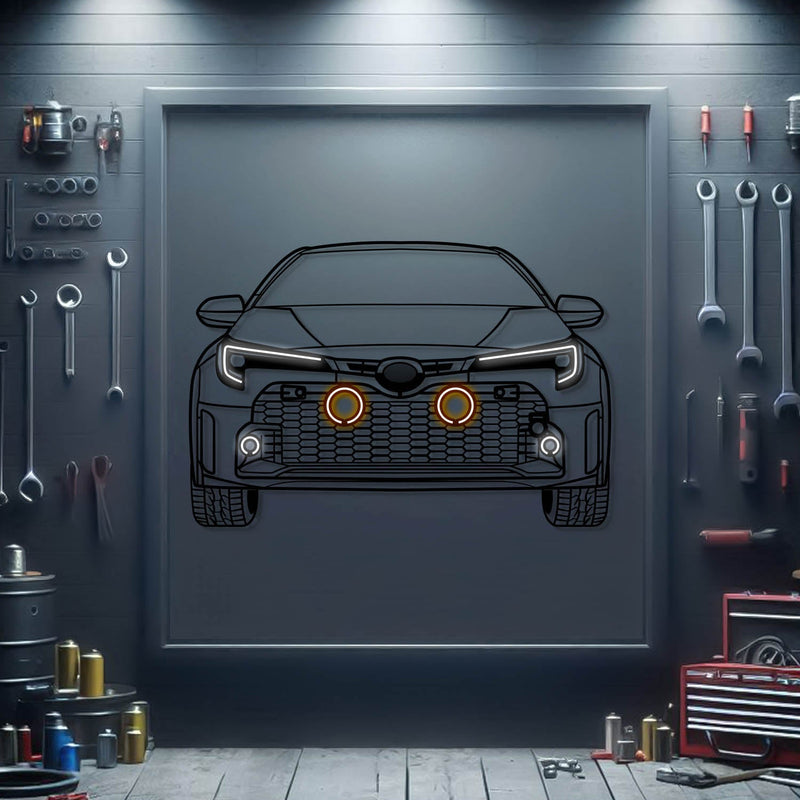 2024 GR Corolla Front View Metal Neon Car Wall Art - MTN0187