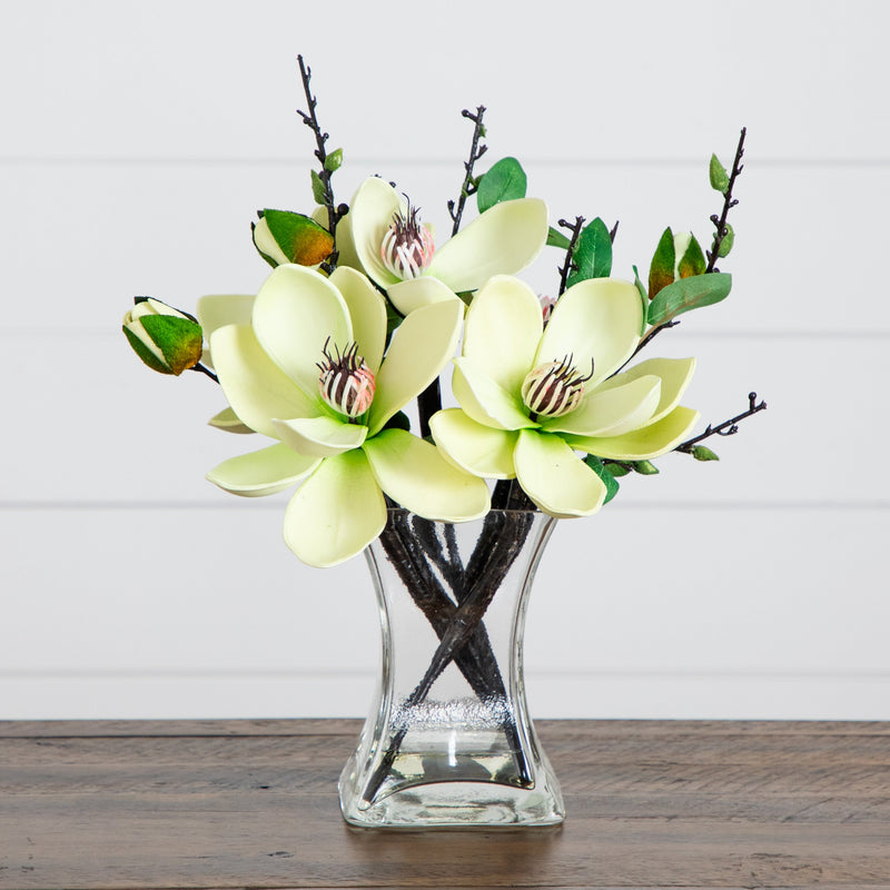 Artificial Magnolia Arrangement w/ Vase