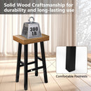 Set of 2 Farmhouse Solid Wood Bar Stools - Backless Saddle Seat Counter Height Chairs for Kitchen Island, Breakfast Nook & Home Office