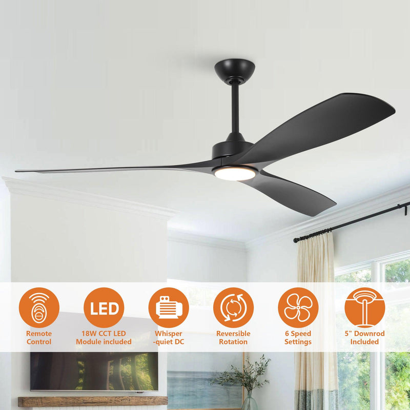 60 Inch Alexi DC Motor Modern Downrod Ceiling Fan with LED Light