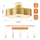 20 Inch Joyce 5-Light Vintage Golden Semi-Flush Mount Ceiling Light by Parrot Uncle