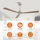 52 Inch Esther 3-Blades Modern Downrod Mount Ceiling Fan with Remote Control by Parrot Uncle