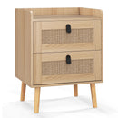 Modern End Table Bedside Table with 2 Rattan Decorated Drawers by LJGDeals