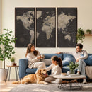 World Map Canvas Wall Art Dark Charcoal Antique Tan Detailed by MyGreatCanvas | Canvas Wall Art Prints | Photo Prints & Wall Decor