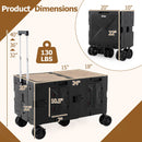 Large Foldable Utility Cart with 2-Tier Storage Crates and Telescoping Handle