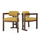 Indoor Upholstered Wood Dining Chair Set of 2 - Yellow Walnut