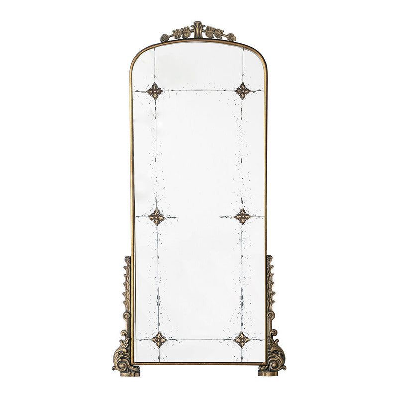 24" x 48.5" Antique Gold Arched Mirror with Metal Frame, Full Length Mirror for Living Room Bathroom Entryway