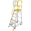 6 Step 375lbs Aluminum Rolling Platform Ladder