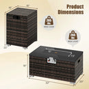 2-Piece Outdoor Rattan Fire Table Set 32 Inch Rectangle Gas Firepit with Tank Cover by LJGDeals
