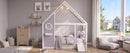 Twin House Bed with Slide and Light Strip