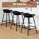 Set of 2 Swivel Barstools Faux Leather Upholstered Backless with Footrest by LJGDeals