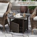 Outdoor Side Table with 1.93" Umbrella Hole All-Weather PE Wicker Patio Umbrella Table-Brown by LJGDeals