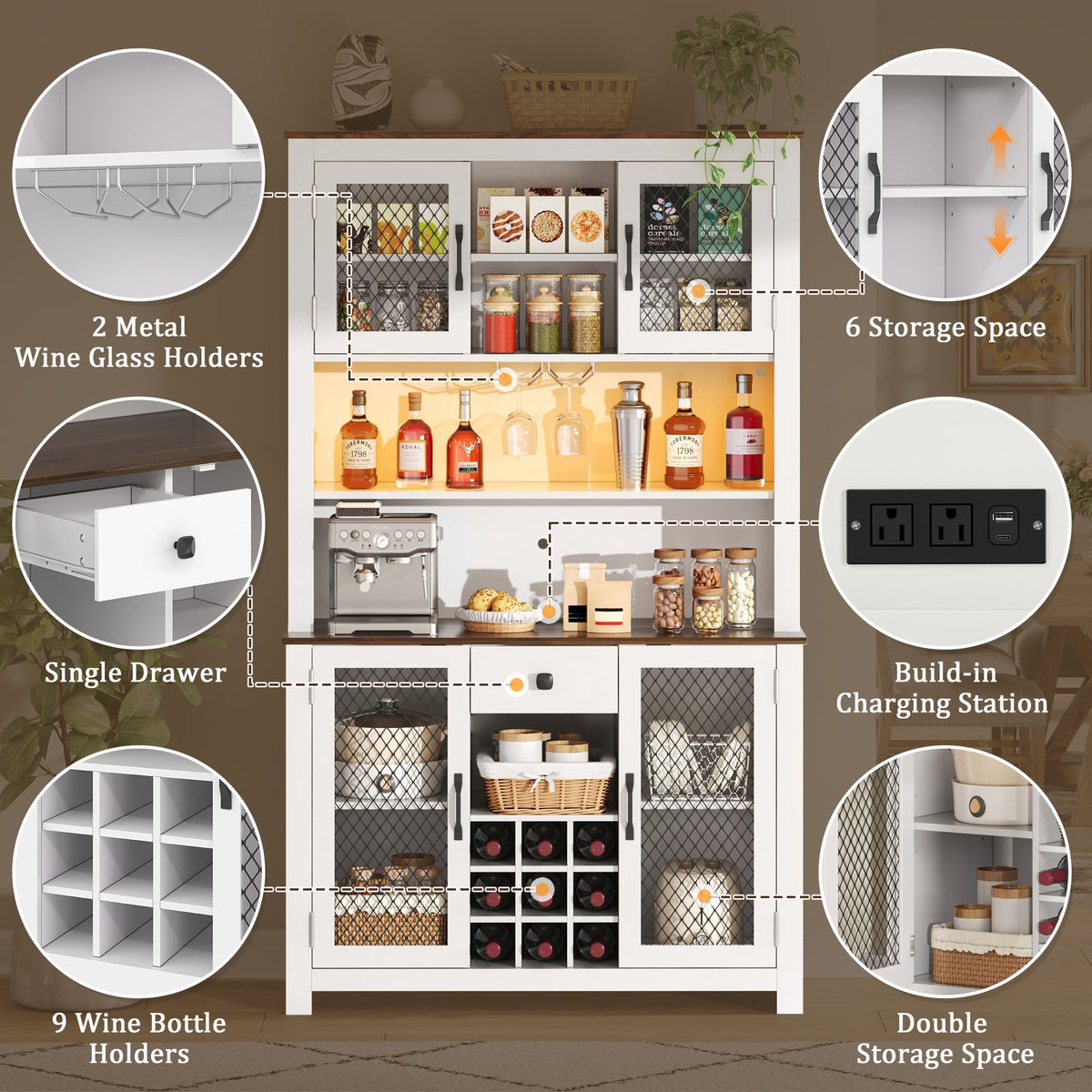 70.9" Kitchen Pantry Storage Cabinet, photo 8 of 10