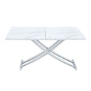 Modern Minimalist Multifunctional Lift Table With Metal Legs - White / Silver by Unique Piece Furniture