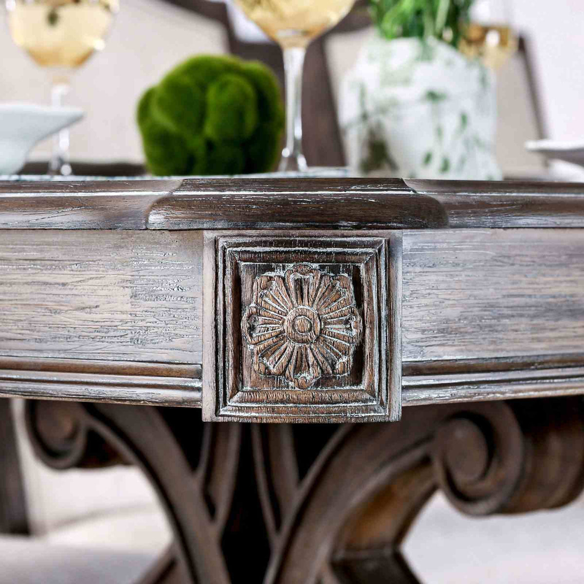 Dining Table With Expandable Leaf And Trestle Base Dining Room - Natural / Rustic, photo 3 of 7