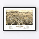 Vintage Map of Santa Fe, New Mexico 1882