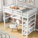 Loft Bed With Storage Shelves And Under Bed Desk by Unique Piece Furniture