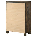 Bren - 5 Drawer Chest With Handles And Block Legs - Rustic by HouseOfZazla