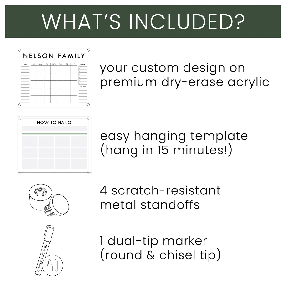 Weekly Acrylic Calendar + 2 Sections | Horizontal Madi, packed in its shipping crate