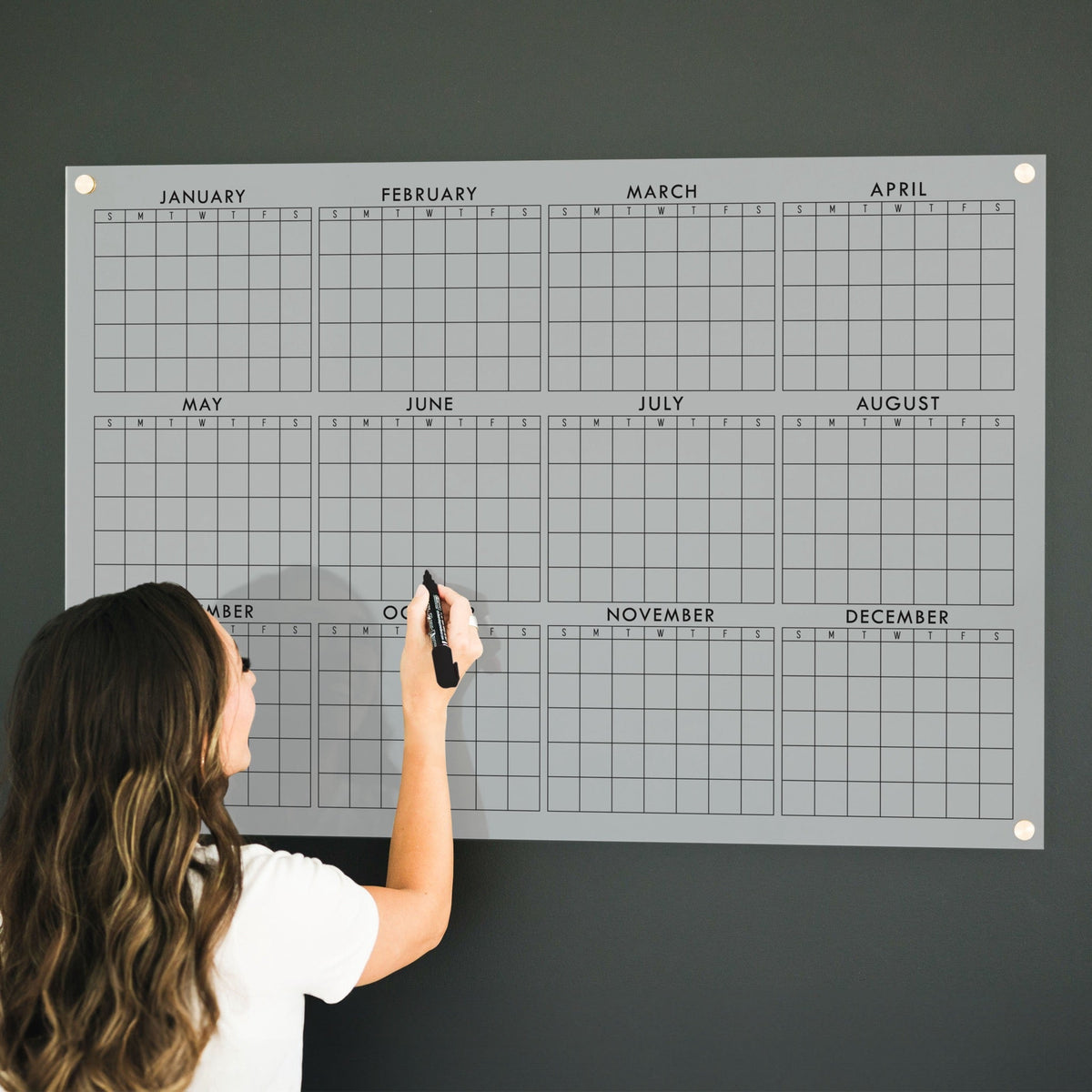 Frosted Acrylic Yearly Calendar | Horizontal Multi-style, photo 5 of 6