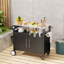 Outdoor Grill Cart With Storage, Rolling Bar Cart With Hooks And Spice Rack Stainless Steel by HouseOfZazla