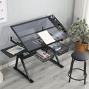 Adjustable Tempered Glass Drafting Printing Table With Chair by HouseOfZazla