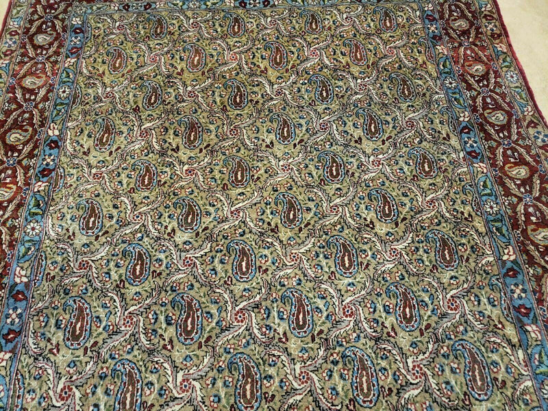 4' X 7' Handmade Turkish Wool Rug Paisley Hand Knotted Flowers One Of A Kind