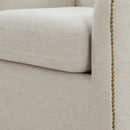 Tolland - Swivel Accent Chair With Antique Brass Nailhead Trim - Beige by HouseOfZazla