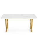 Executive Office Computer Desk For Home Office - White / Gold by HouseOfZazla