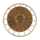 Hollow - Edge Retro Art Pine Side Table With Antique And Natural Color, Iron And Pine Construction - Antique Gold / Natural