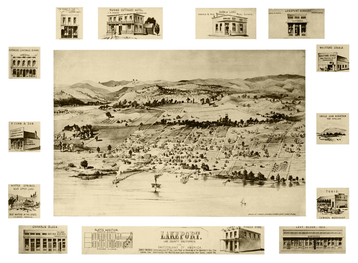 Vintage Map of Lakeport, California 1888, photo 5 of 5