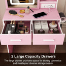 Vanity Desk Set with LED Lighted Mirror & Padded Stool