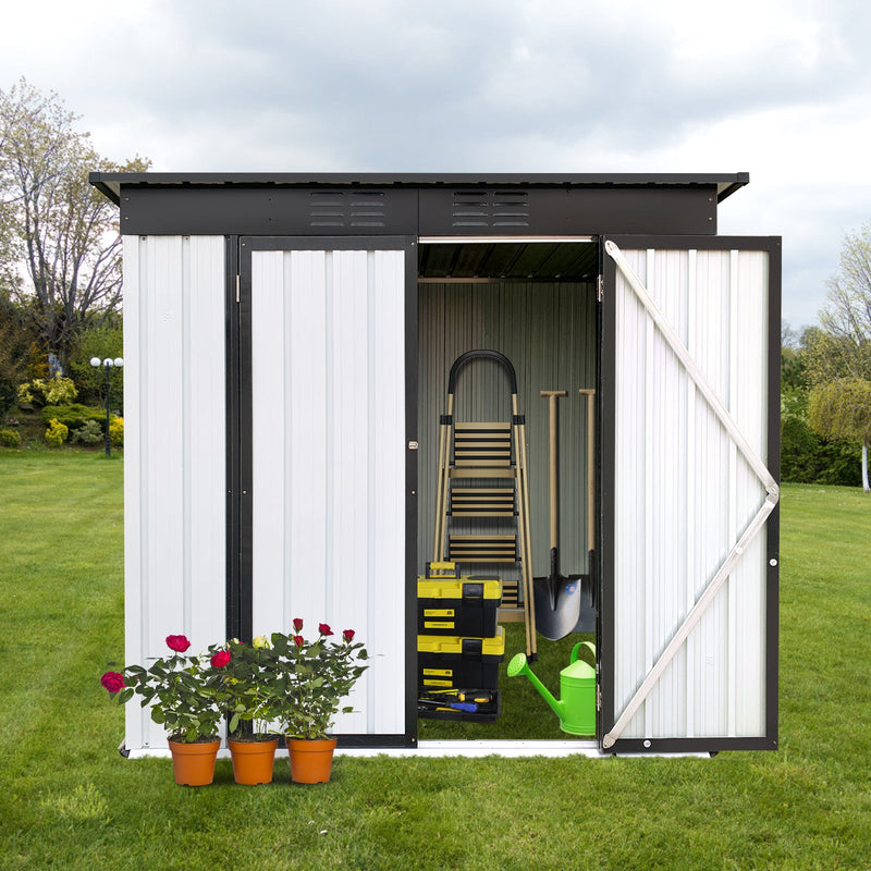 Outdoor storage sheds 6FTx4FT Pent roof White+Black