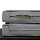 2-Piece Rattan Outdoor Patio Bench Lounge Roof Set, Effective UV Protection Fabric & Waterproof Cushions and Adjustable Backrest for Garden, Backyard and Porch (Grey Wicker + Grey Fabric)