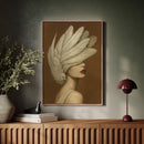 Winged Elegance in Ivory and Crimson
