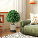 28 Inches Artificial Boxwood Topiary Ball Tree Set of 2 with Ground Spike-Green by LJGDeals