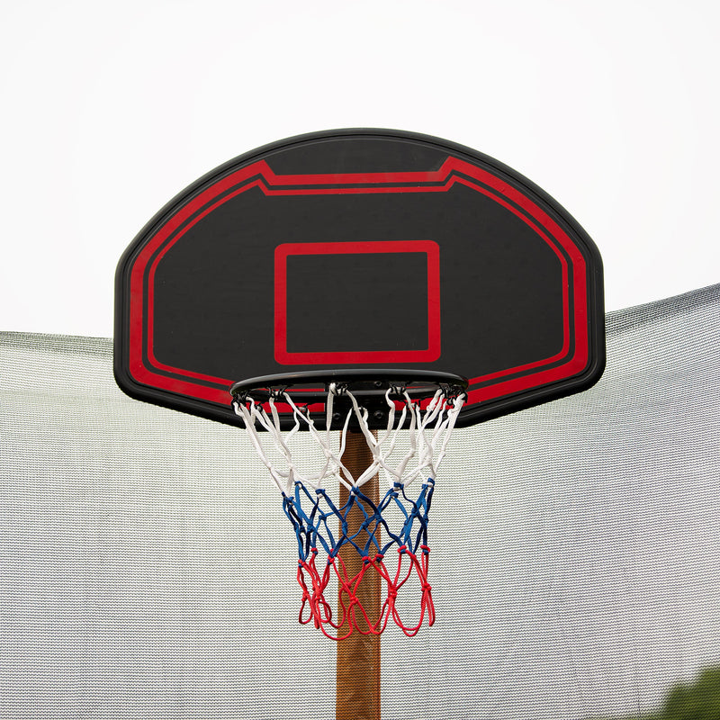15FT Trampoline with Basketball Hoop Inflator and Ladder (Inner Safety Enclosure) Blue