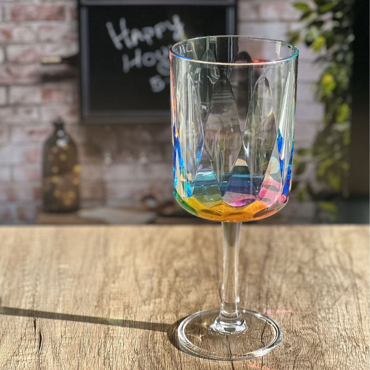 Leadingware Rainbow Diamond Plastic Wine Glasses (Set of 4), Unbreakable Bpa Free Acrylic, 16Oz - Clear, photo 3 of 9