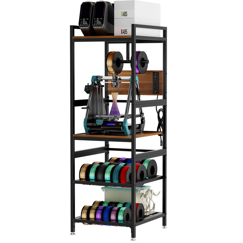 3D Printer Stand With Filament Storage, T-Type Holder, Built In Power Panelб Open Frame Printer Workstation - Black, photo 5 of 10