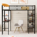 Loft Metal Bed With 3 Layers Of Shelves And Desk, Stylish Metal Frame Bed With board by Unique Piece Furniture