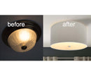 Moderne Flush Mount Conversion Kit 16"w Light Oatmeal Linen Drum Lampshade by LampsUSA
