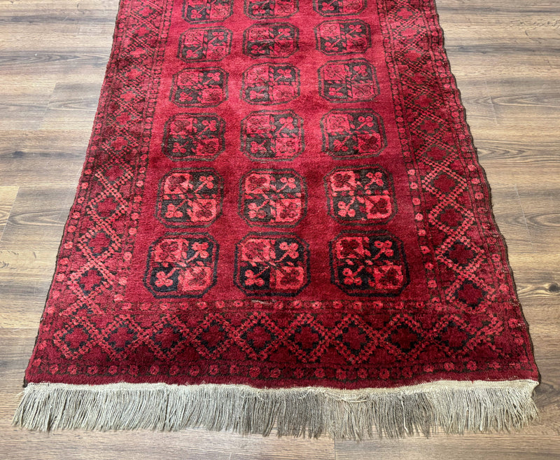 Afghan Turkoman Bokhara Bashir Rug 3x6, Red