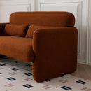 59" Lamb Fleece Fabric Sofa, Modern Loveseat Furniture with Support Pillow for Apartment, Office, Living Room & Bedroom, Tool-Free Assembly.(Dark Orange)